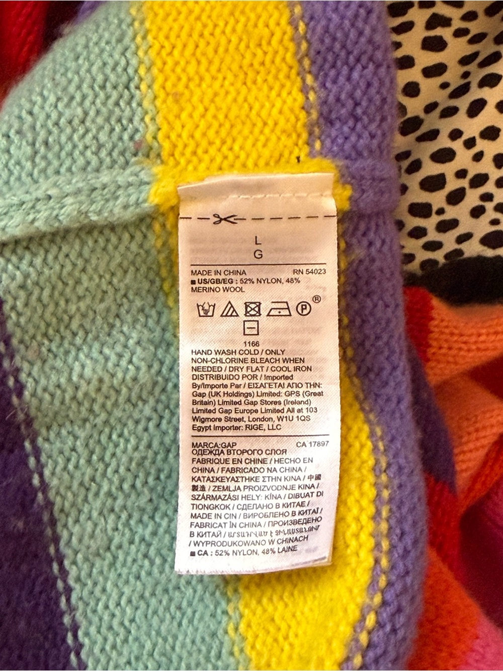 GAP Black, White & Rainbow Classic “Crazy” Stripe Crewneck Sweater - Picture 4 of 5
